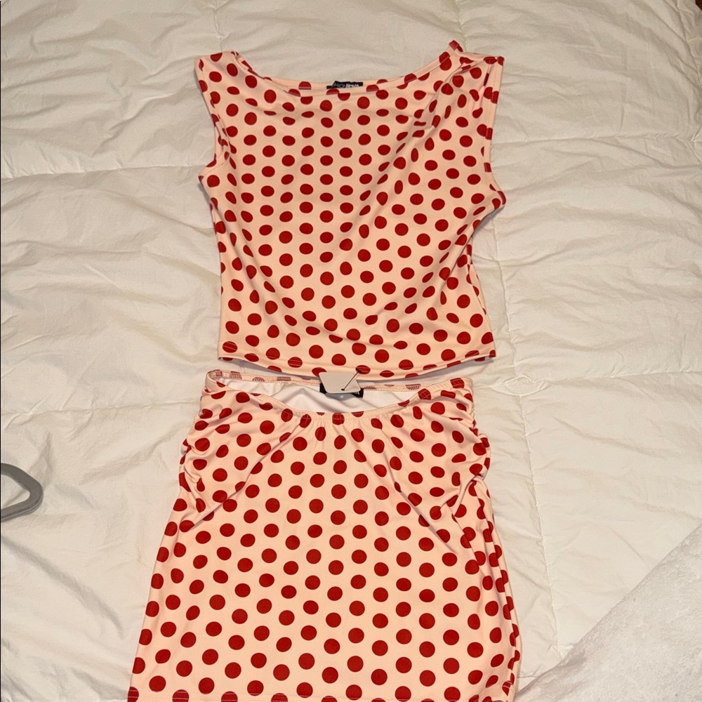 Red Polka Dot Top and Skirt Set